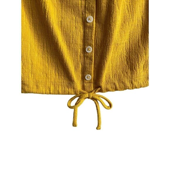 Madewell Texture & Thread Tie Waist Off the Shoulder Top Yellow Size XS - Picture 5 of 6